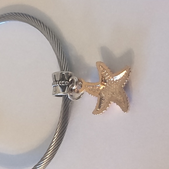 Gold‎ and Pink Starfish Dangle Charm for Pandora Style Bracelet - Picture 4 of 4